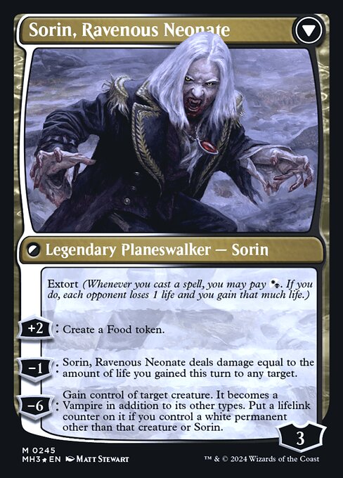 Sorin of House Markov // Sorin, Ravenous Neonate (back face)