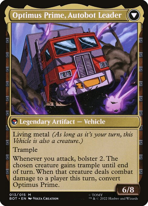 Optimus Prime, Hero // Optimus Prime, Autobot Leader (back face)