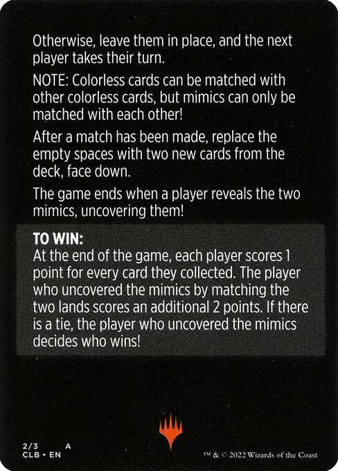 Mimic Match // Mimic Match (cont'd) (back face)