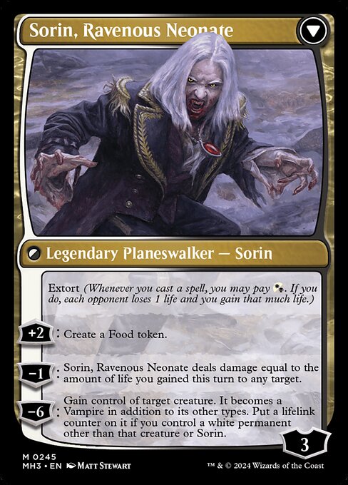 Sorin of House Markov // Sorin, Ravenous Neonate (back face)