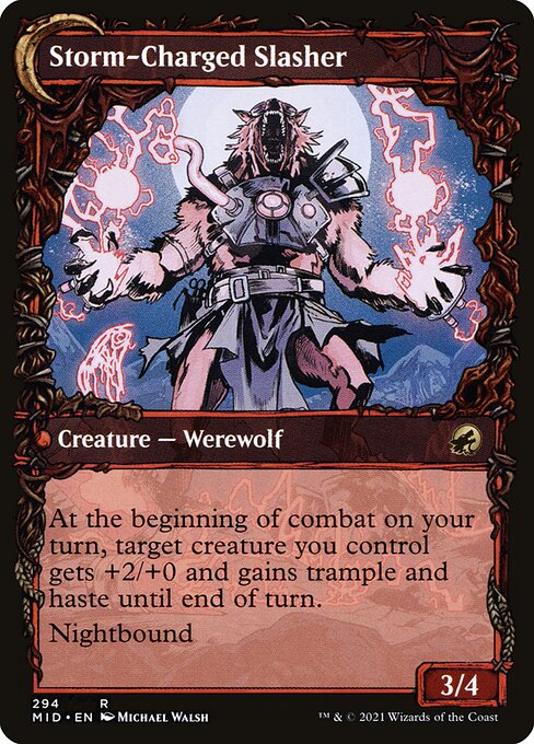Reckless Stormseeker // Storm-Charged Slasher (back face)