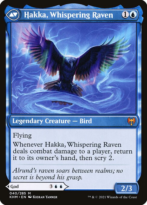 Alrund, God of the Cosmos // Hakka, Whispering Raven (back face)