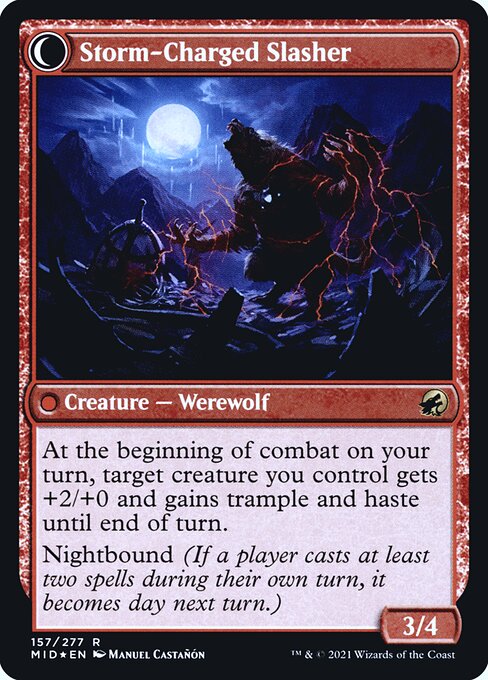 Reckless Stormseeker // Storm-Charged Slasher (back face)