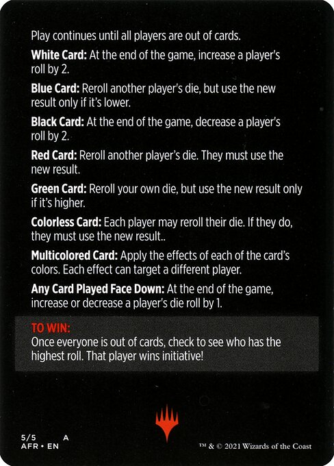 Roll for Initiative // Roll for Initiative (cont'd) (back face)