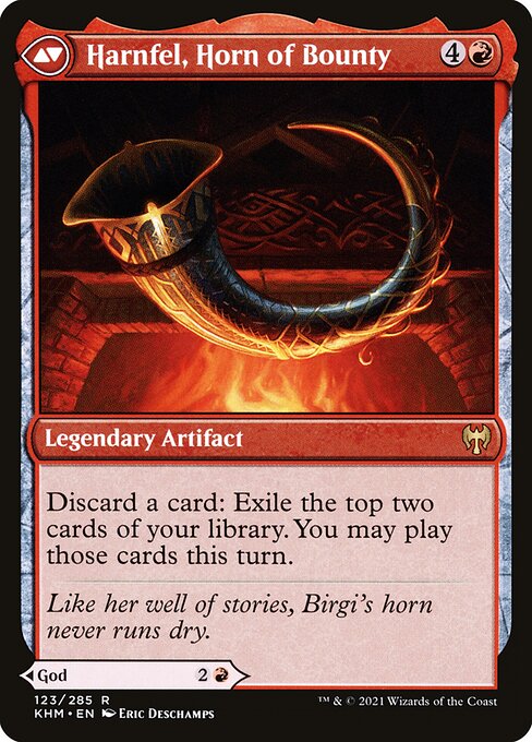 Birgi, God of Storytelling // Harnfel, Horn of Bounty (back face)