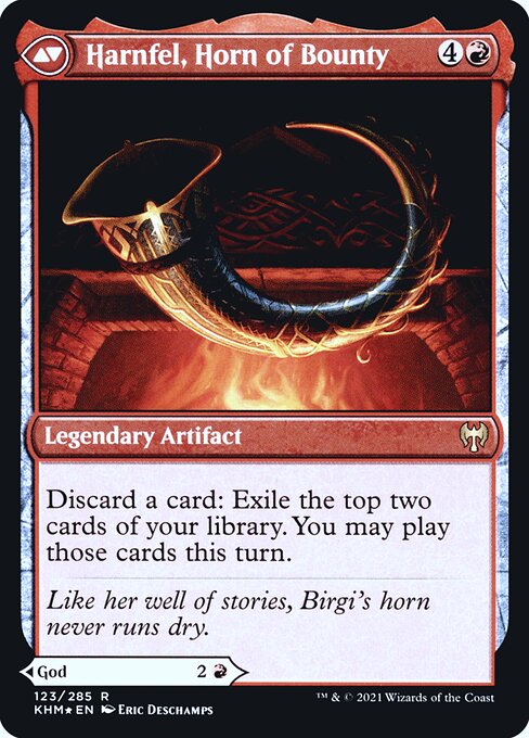 Birgi, God of Storytelling // Harnfel, Horn of Bounty (back face)