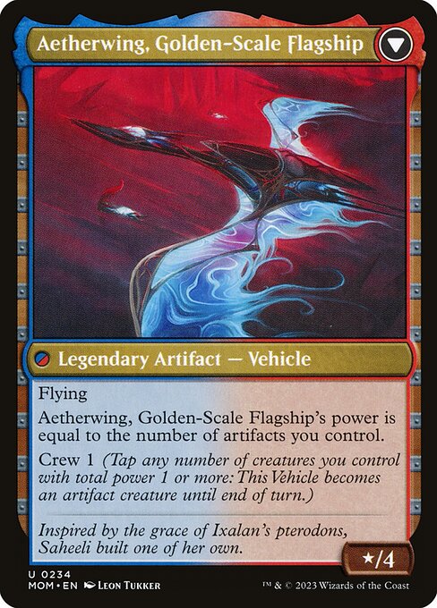 Invasion of Kaladesh // Aetherwing, Golden-Scale Flagship (back face)