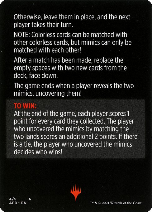 Mimic Match // Mimic Match (cont'd) (back face)
