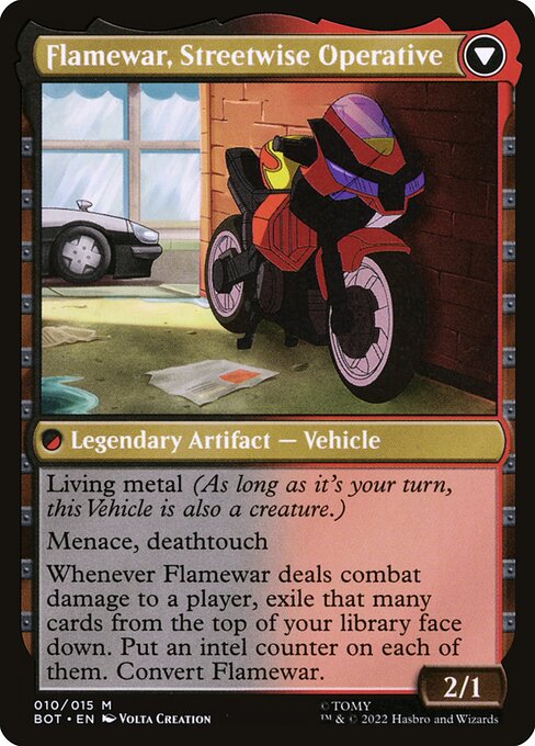 Flamewar, Brash Veteran // Flamewar, Streetwise Operative (back face)