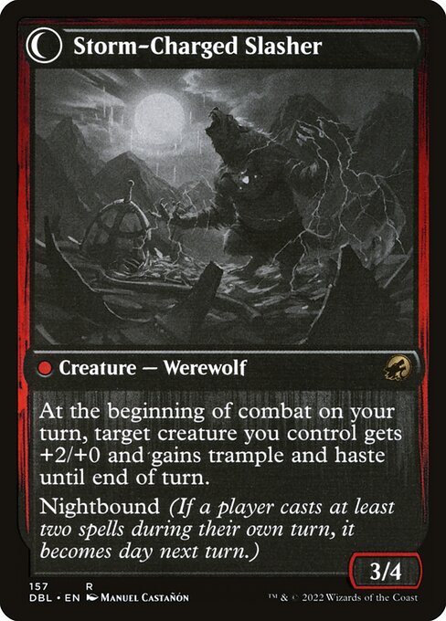 Reckless Stormseeker // Storm-Charged Slasher (back face)