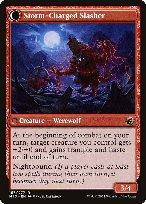 Reckless Stormseeker // Storm-Charged Slasher (back face)